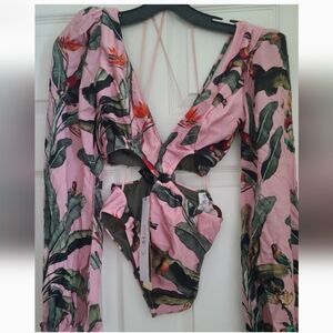 NWT PatBo tropical cut-out bodysuit.